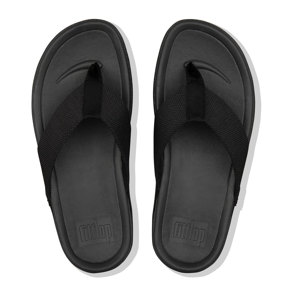 Fitflop Mens Sandals Black - Surfer Toe-post - 70SYFUDNW